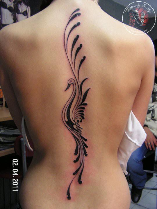 Phoenix Spine Tattoo